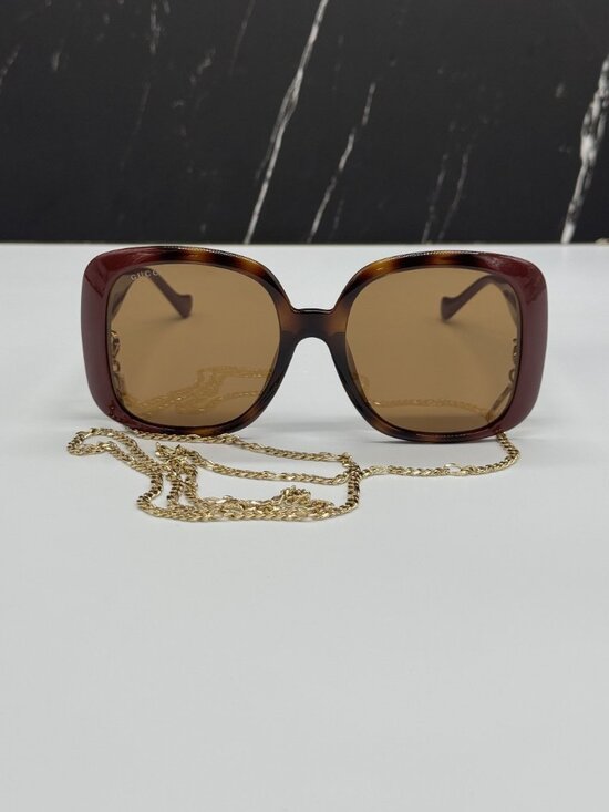 NEW GUCCI GG1029SA 003 SUNGLASSES HAVANA WOMEN EYEWEAR WITH CHAIN main image 10